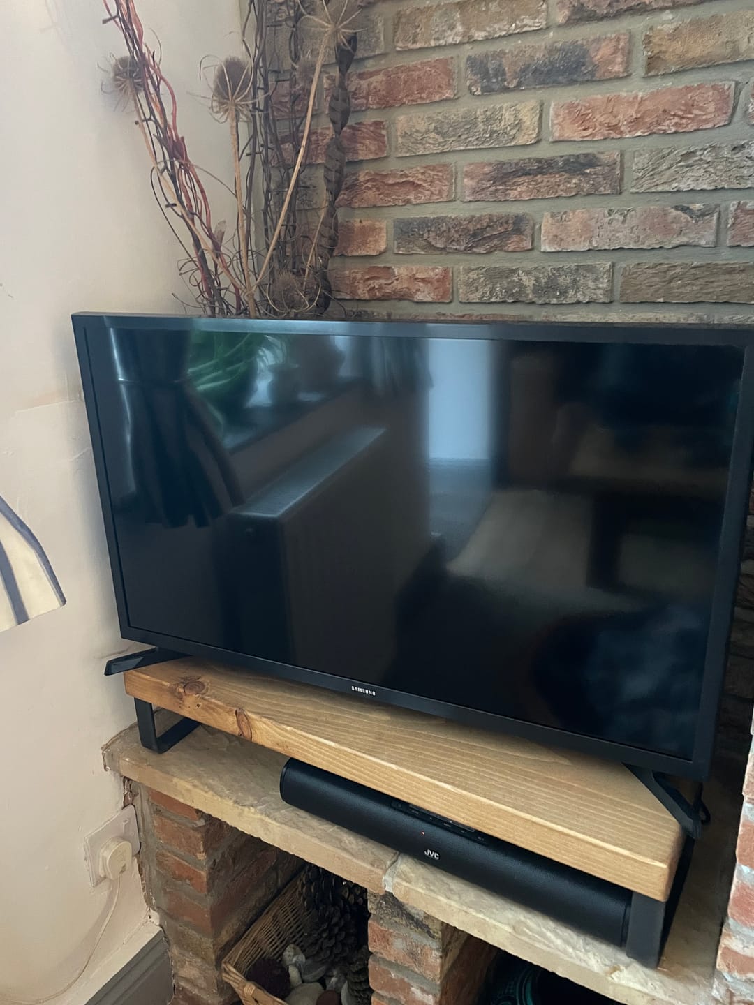 Customer photo review of Rustic Monitor Stand | Metal Sides