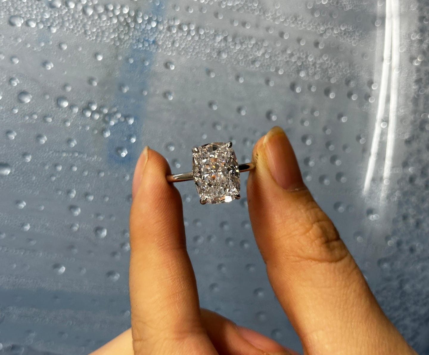 Customer photo review of S925 Sparkle 4.5~8.5Ct Cushion Cut Engagement Ring In Sterling Silver Daily Wear Ring