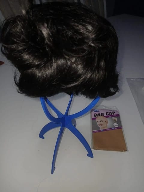 Customer photo review of Remy Human Hair Pixie Cut Wig Layered With Bangs — Deep | KIMLUD