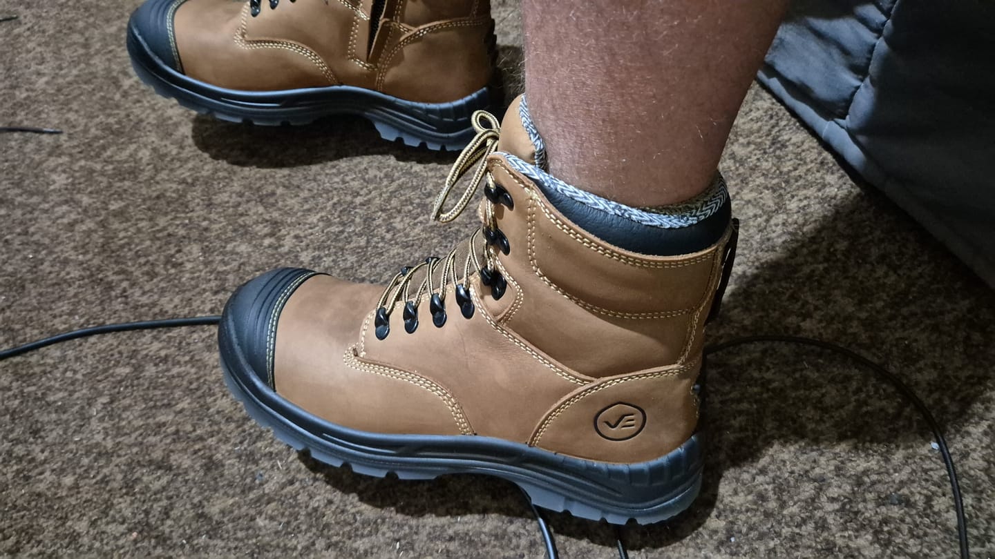 Customer photo review of Brawn Safety Work Boots Dark Brown
