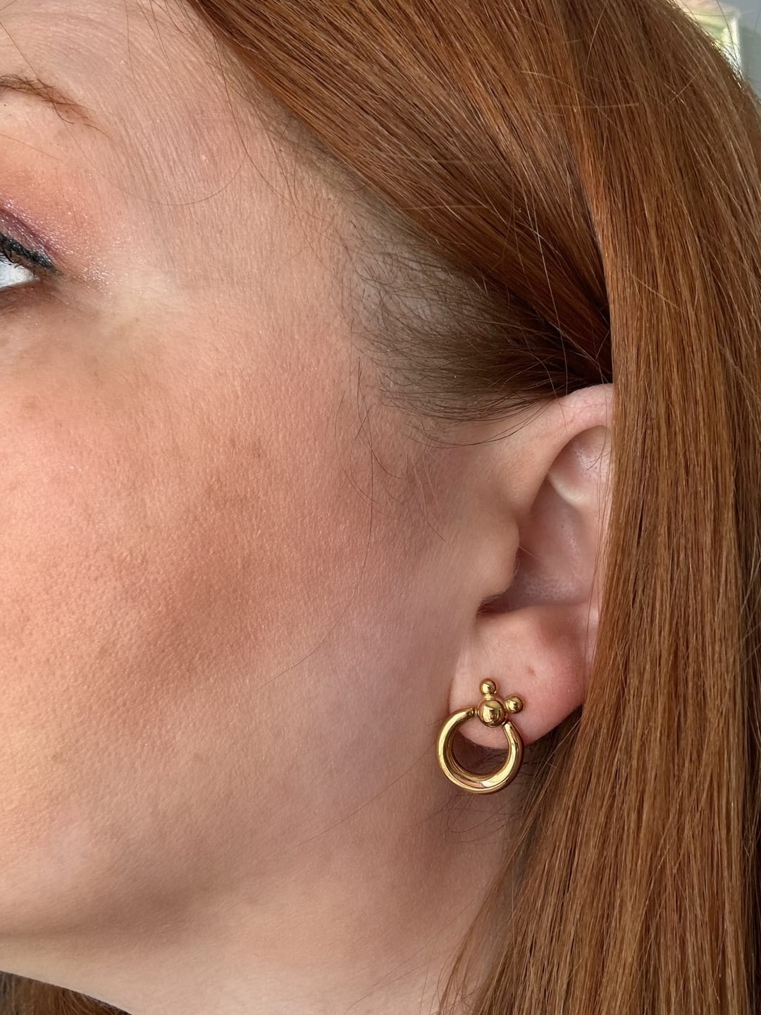 Customer photo review of Mini Leader of the Club Earrings