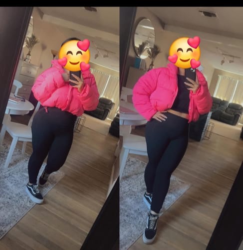 Customer photo review of WOMEN'S LONG SLEEVE BUTTON CLOSURE ZIP UP PUFFER JACKET