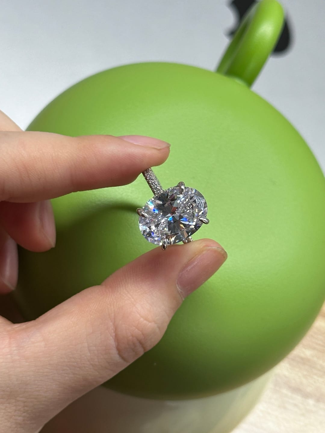 Customer photo review of S925 8.0 Carat Oval Cut Exclusive Simulated Diamond Engagement Ring Travel Ring For Women