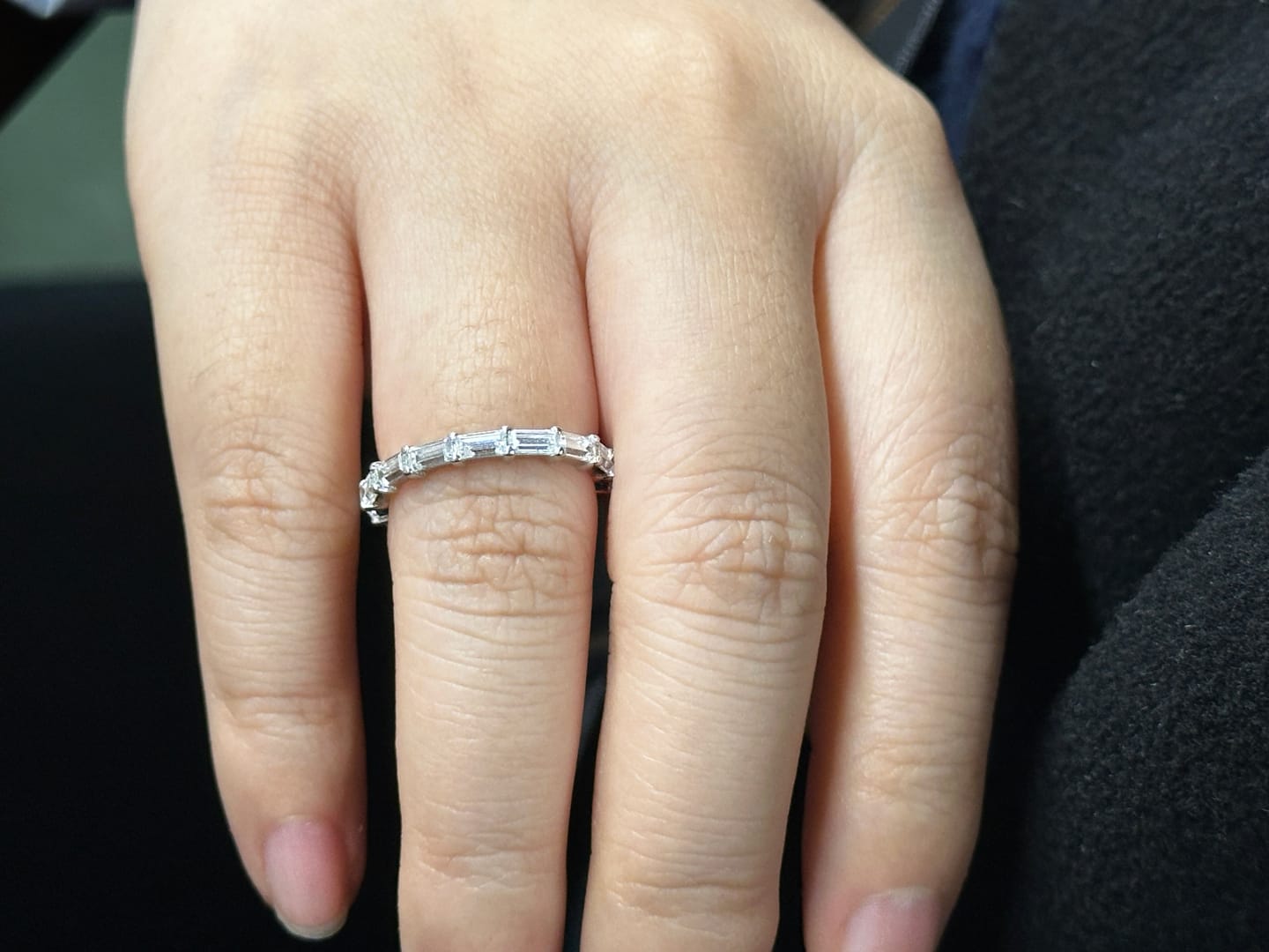 Customer photo review of S925 Louily 2.0Ct Emerald Cut Stunning Full Wedding Band Stackable Band For Women