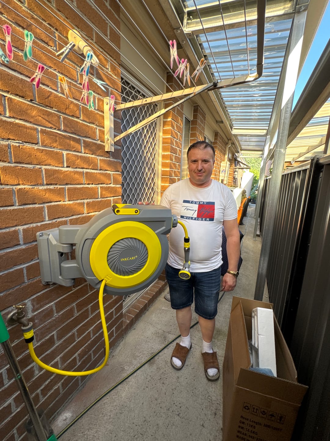 Customer photo review of 30m Retractable Garden Hose Reel.. Fully Installed