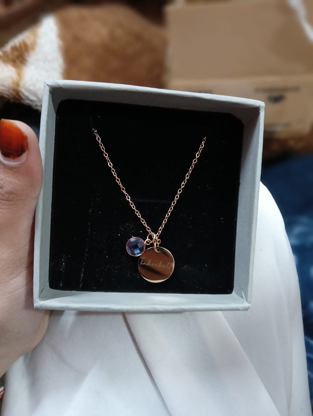 Customer photo review of Personalised Birthstone Necklace