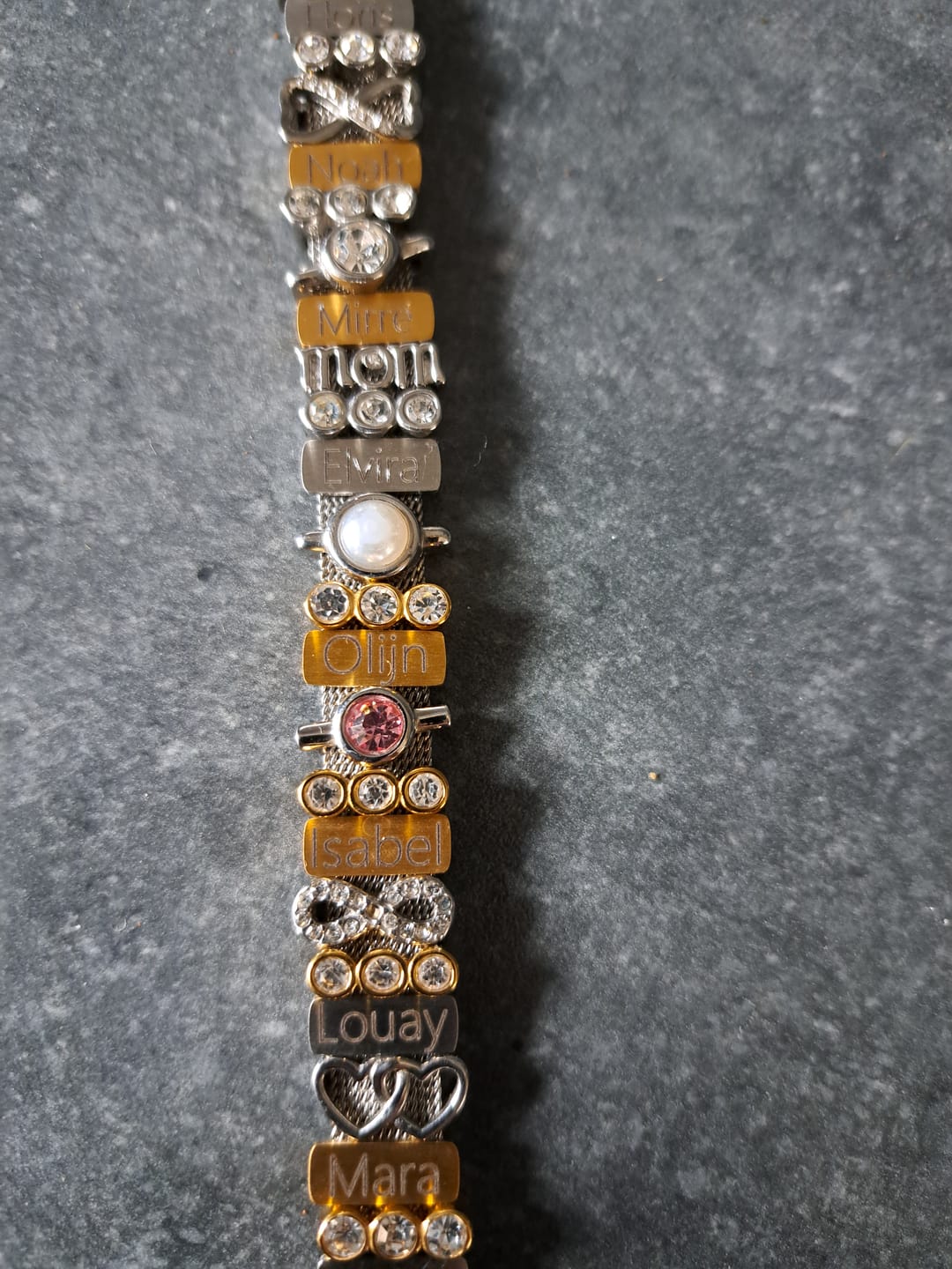 Customer photo review of Mesh charm name gold