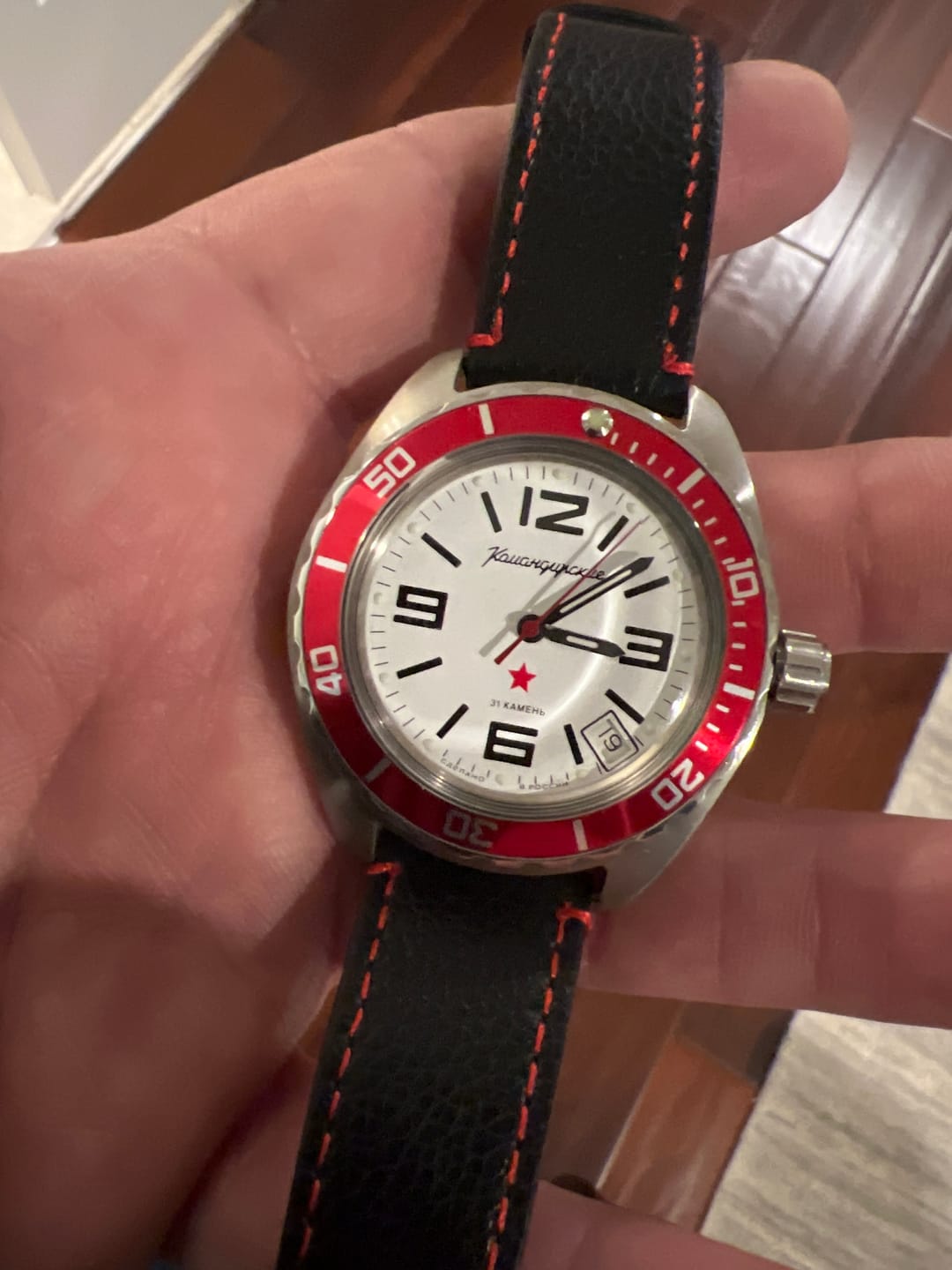 Customer photo review of Leather - Contrast Stitch Black with Red