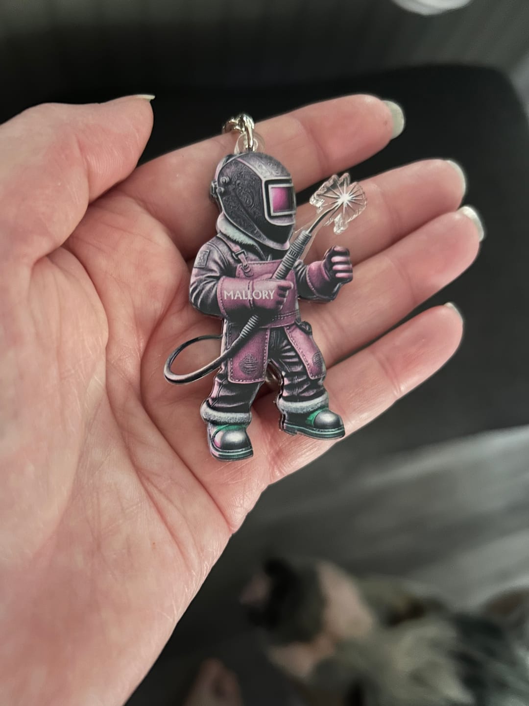 Customer photo review of Personalized Welder Custom Name Keychain