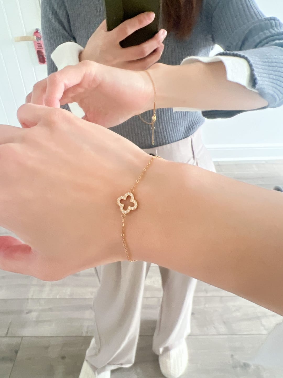 Customer photo review of Pavé Clover Bracelet