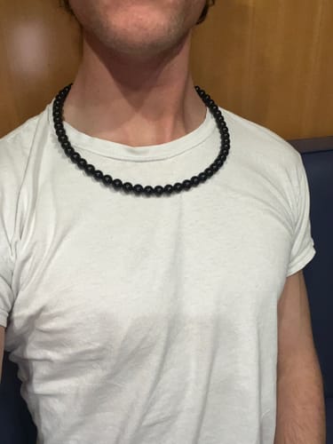 Customer photo review of Black Tourmaline Protection Necklace - World's Best Quality & Made To Last (10MM)