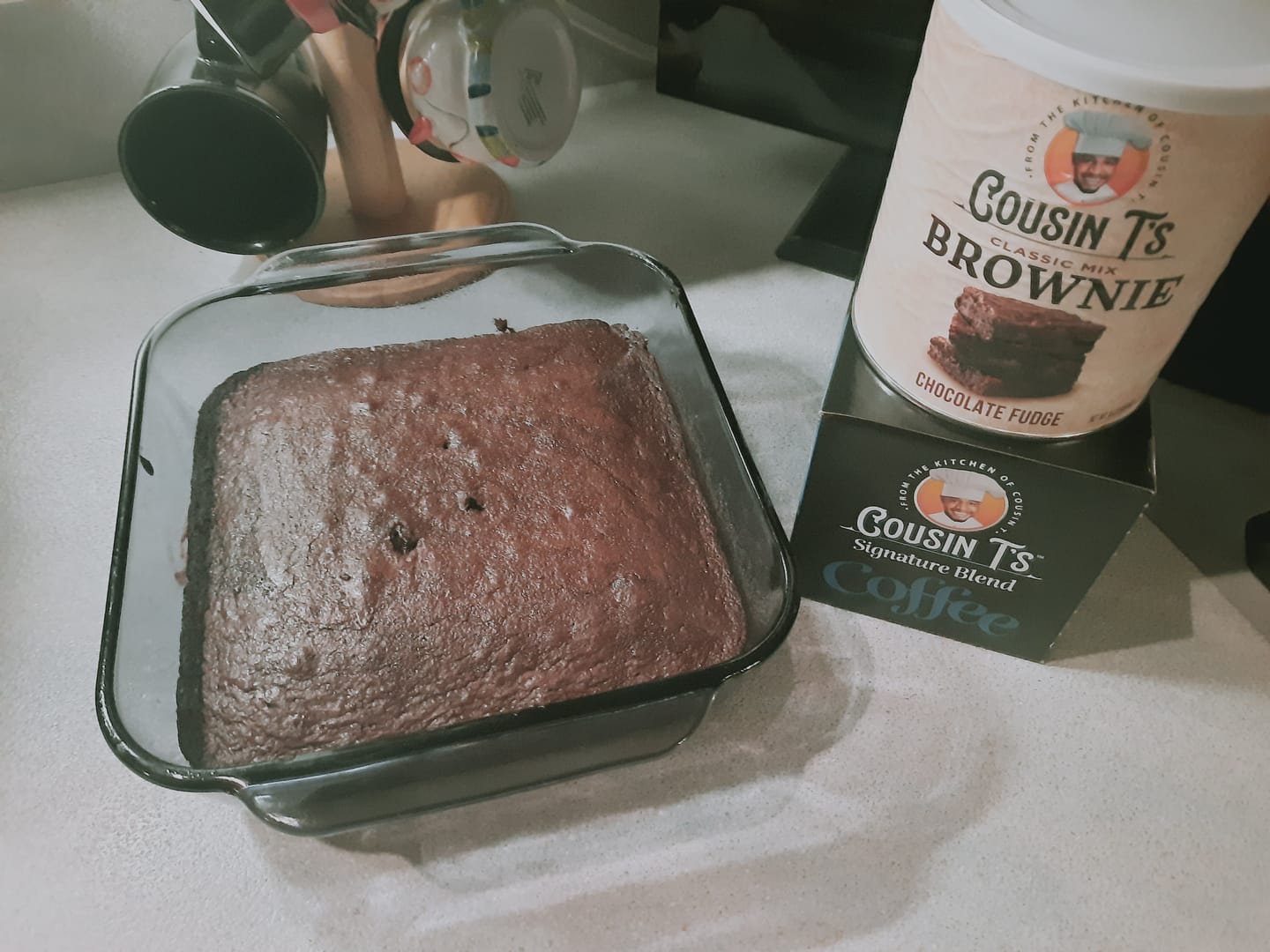 Customer photo review of Cousin T's Gourmet Chocolate Fudge Brownie Mix