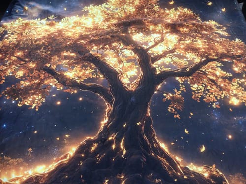 Customer photo review of Glowing Tree of Life with Golden Leaves Under Starry Sky Fleece Sherpa Blanket Ultra Soft Cozy Perfect for Home Gift