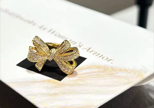 Customer photo review of Tildy Bow Knot Moissanite Gold Plated Ring