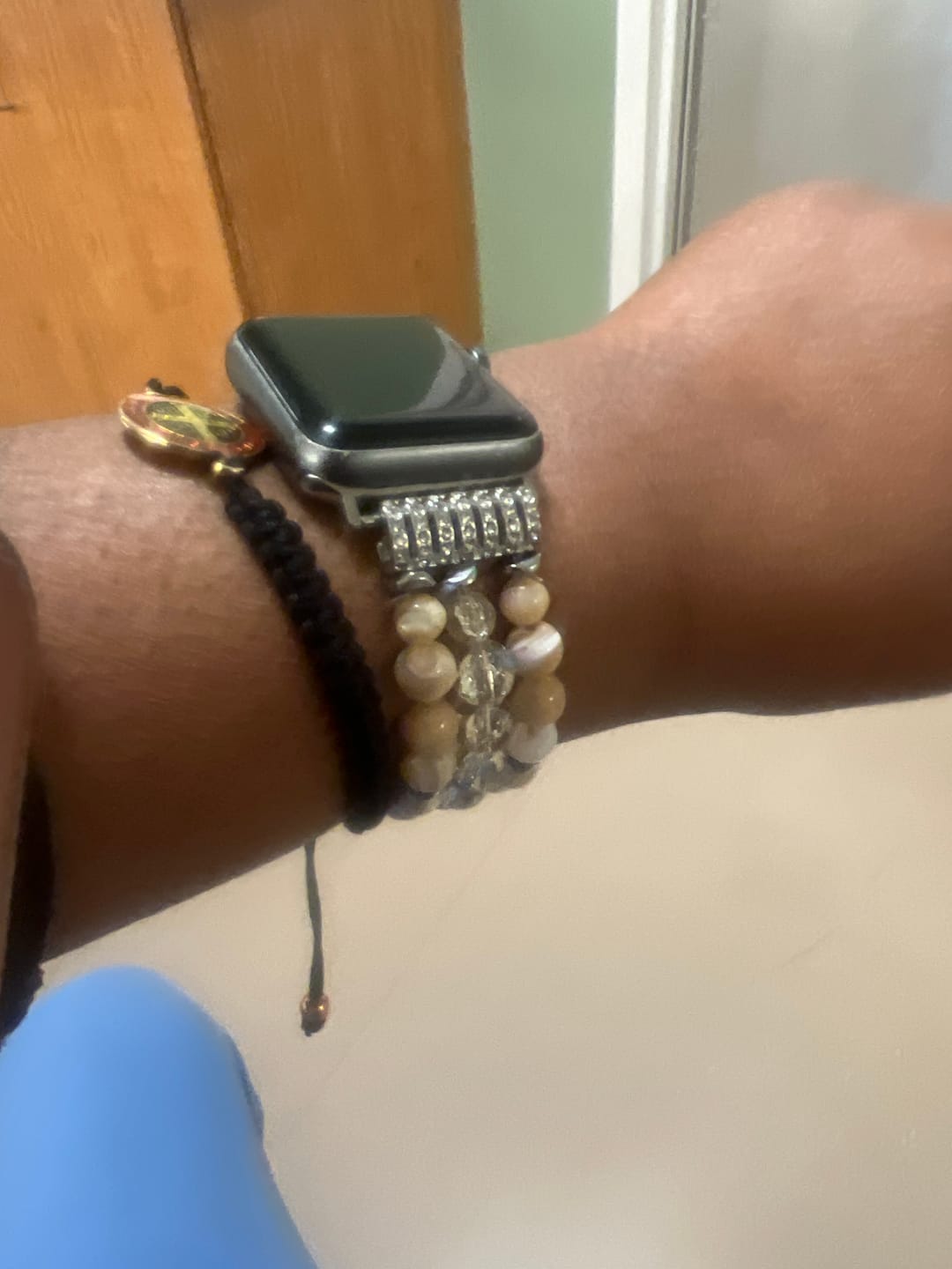 Customer photo review of Honey Quartz Stretch Apple Watch Strap