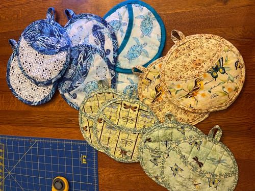 Customer photo review of Quilted Potholder Parade Sewing Pattern with Holiday Version | Digital PDF