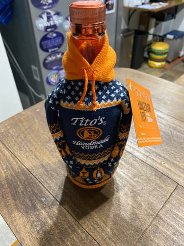 Customer photo review of Titos Handmade Vodka W/ Holiday Sweater 2025 Edition (375ML)