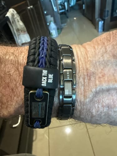 Customer photo review of Body Armor Titanium Magnetic Bracelet: Helps Pair Veterans With A Service Dog Or Shelter Dog