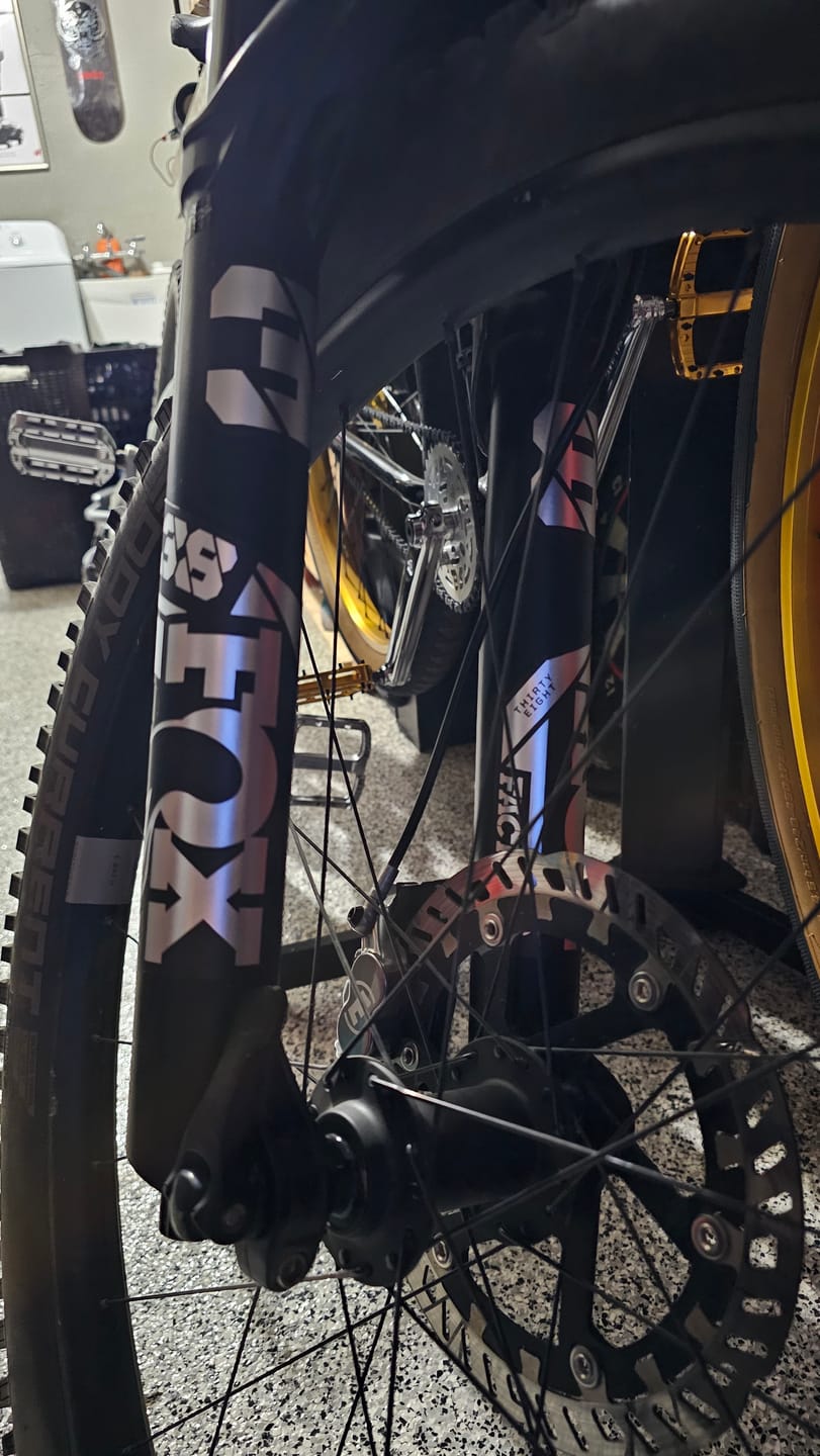 Customer photo review of Metallic Fox 38 Factory Fork Decal