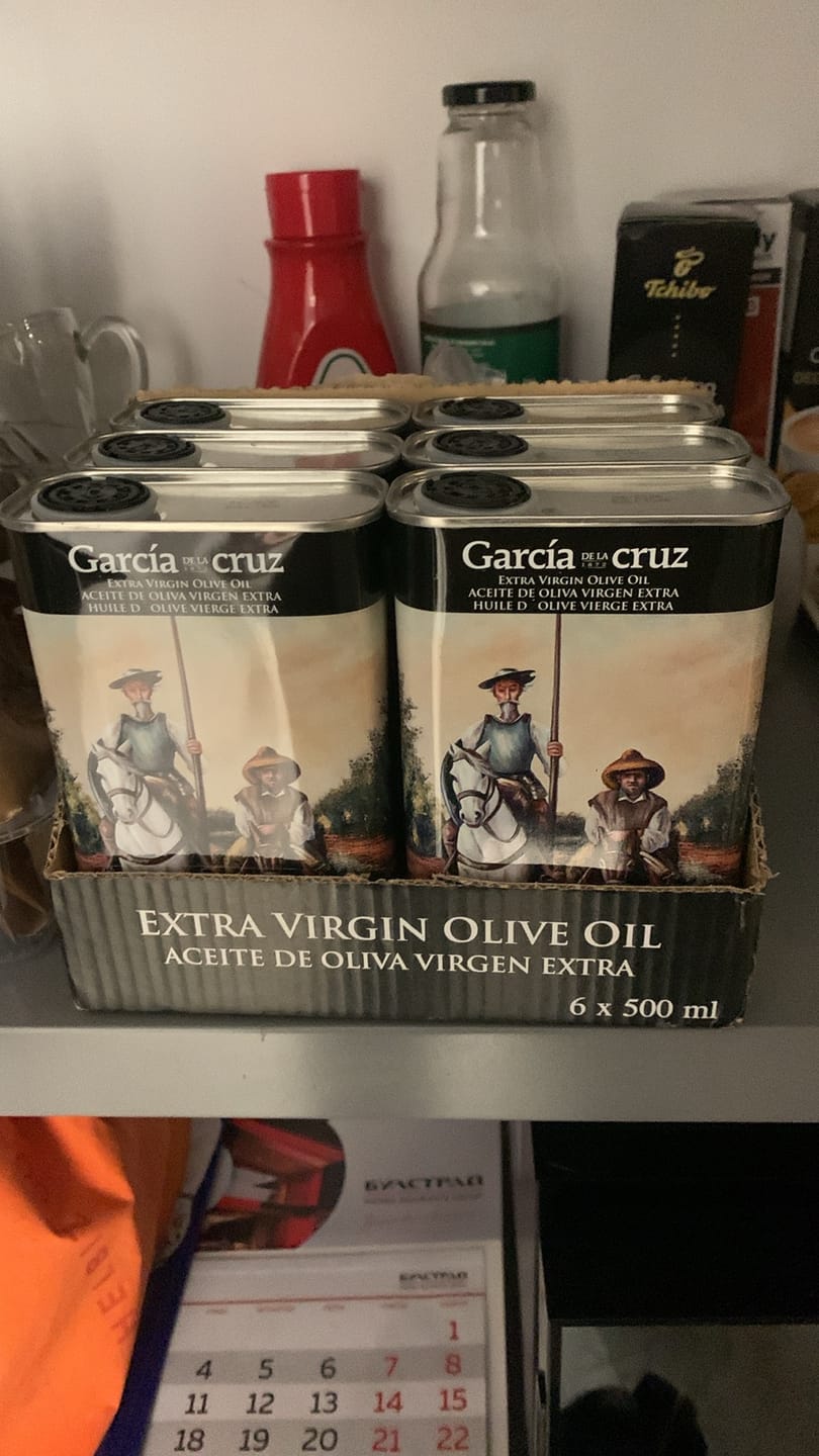 Customer photo review of Маслиново масло QUIJOTE Y SANCHO, кашон 6 х 500 мл