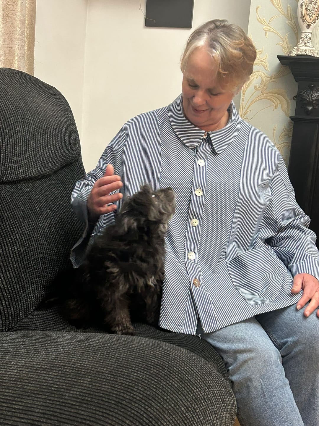 Customer photo review of Striped Yarn Dyed Washed Denim Fabric