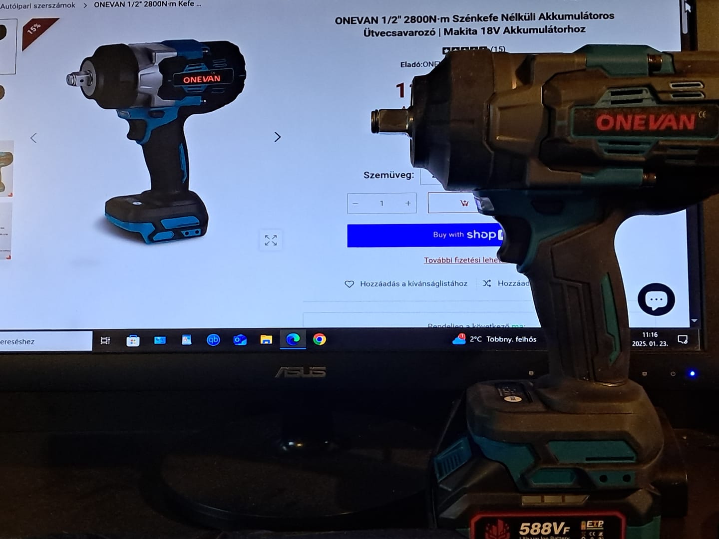 Customer photo review of ONEVAN 1/2" 2800N·m Brushless Cordless Impact Wrench | For Makita 18V Battery