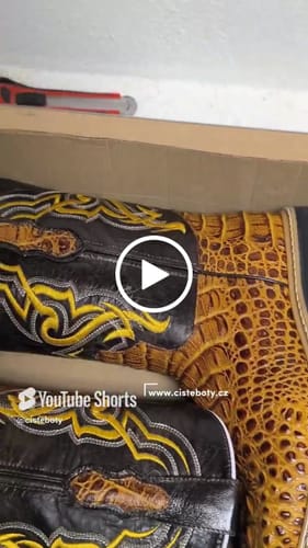 Customer video review of Men’s Honey Crocodile Leather Boots With Black Shaft - NON STEEL TOE