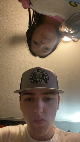 Customer photo review of Lazy J Ranch Silver Grey & Black Arrowhead Classic Five Panel Trucker Hat