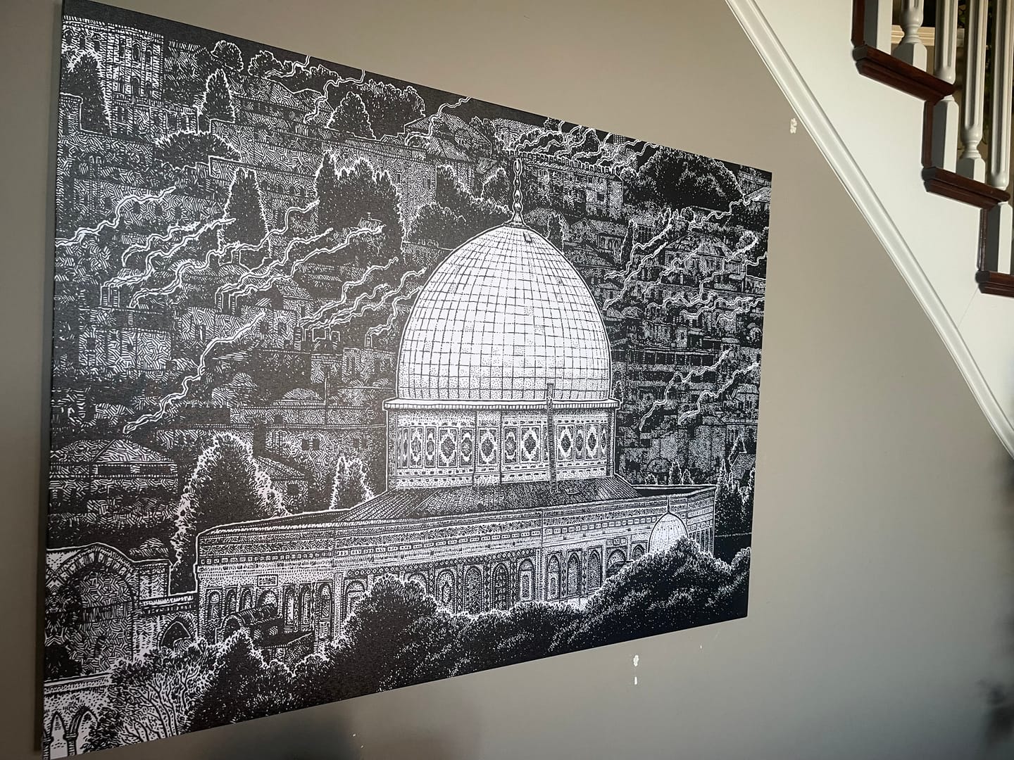 Customer photo review of The Dome of the Rock Sketch - Masjid Al Aqsa Islamic Canvas Art