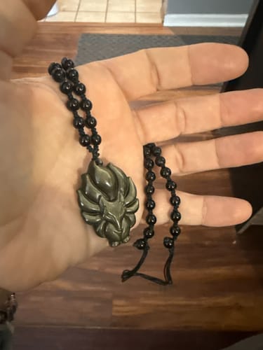 Customer photo review of Fox Guardian Black Obsidian Necklace