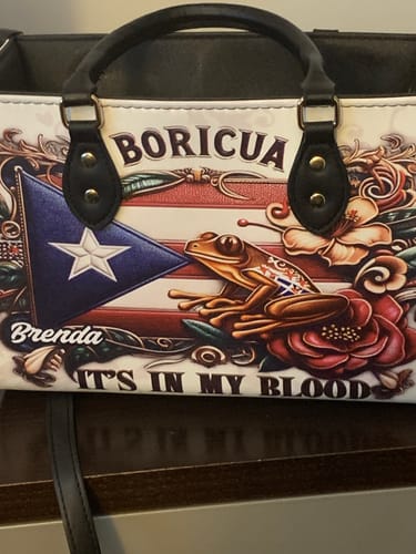 Customer photo review of Boricua It's in my blood - Personalized Leather Handbag BOR01B