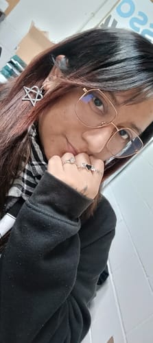 Customer photo review of Heartagram Earrings