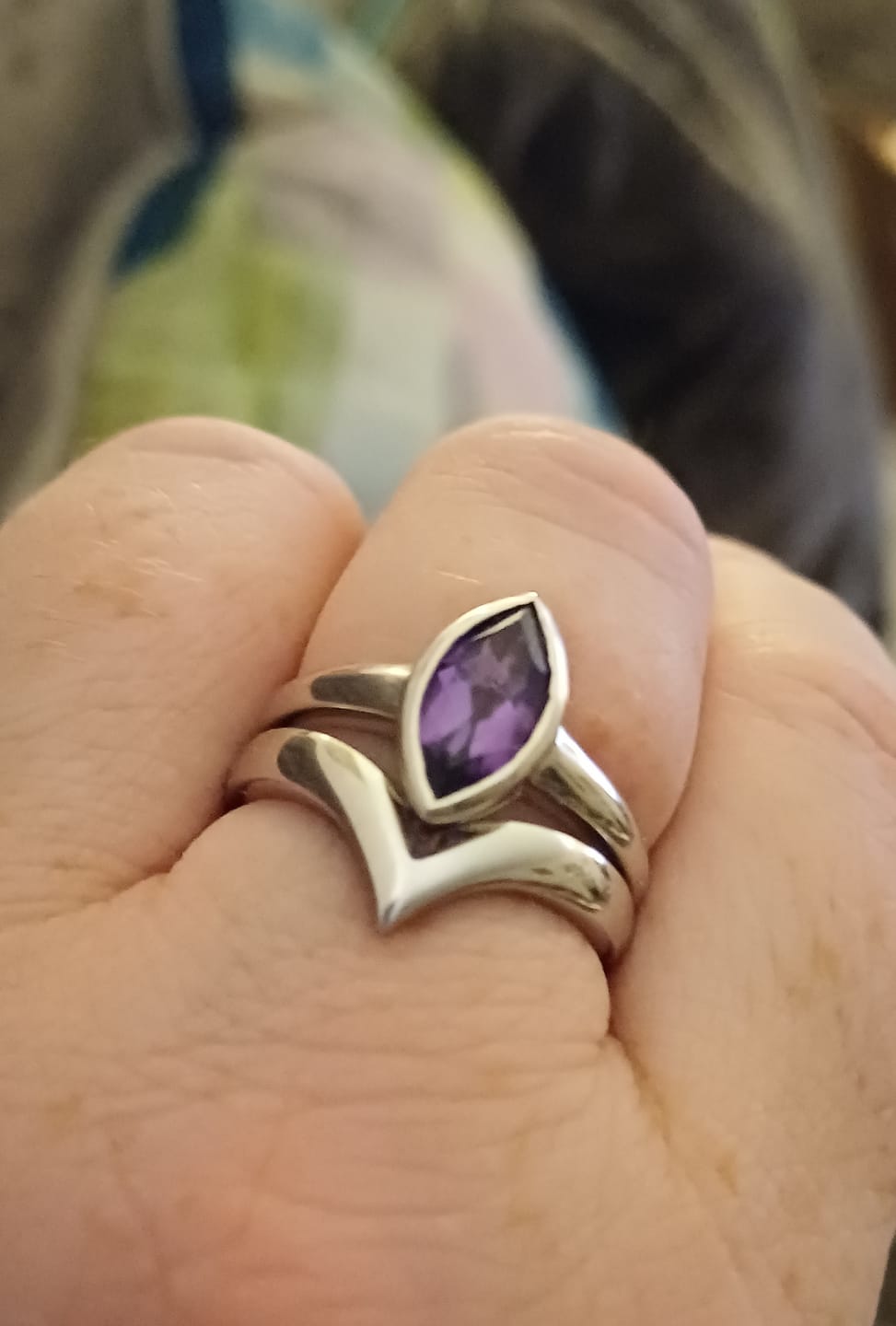 Customer photo review of Surf Moon Ring with Amethyst