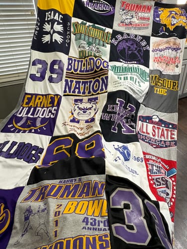 T-shirt quilt featuring kearney high school, truman high school by Jennifer from MO