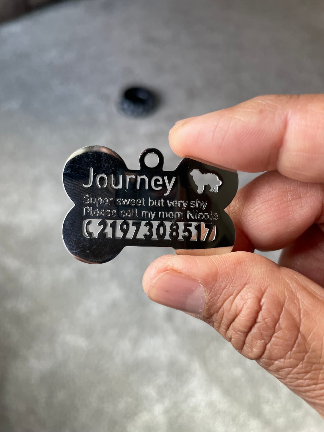 Customer photo review of Bone Dog Tag