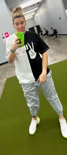 Customer photo review of Salty Savage Unisex “Vibes” Two Tone Oversized Tee