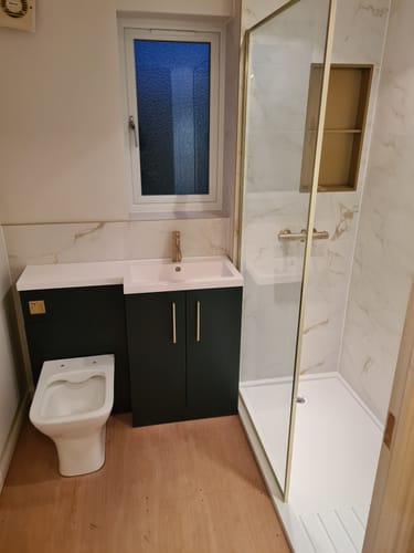 Customer photo review of 1600 x 800mm Walk In Rectangular Stone Shower Tray With Drying Area