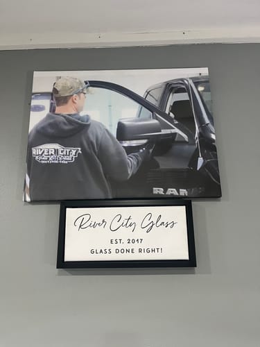 Customer photo review of Custom Business Sign With Tagline and Date