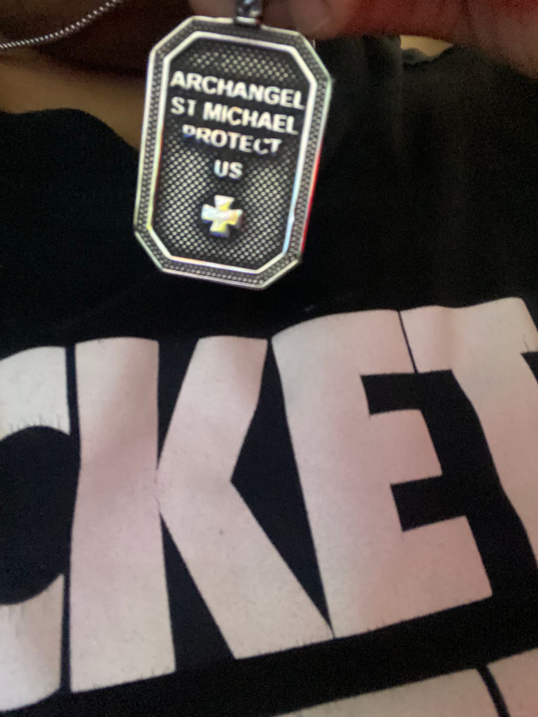 Customer photo review of FREE Today: Classic Style St. Michael the Archangel Protection Stainless Steel Pendant Necklace