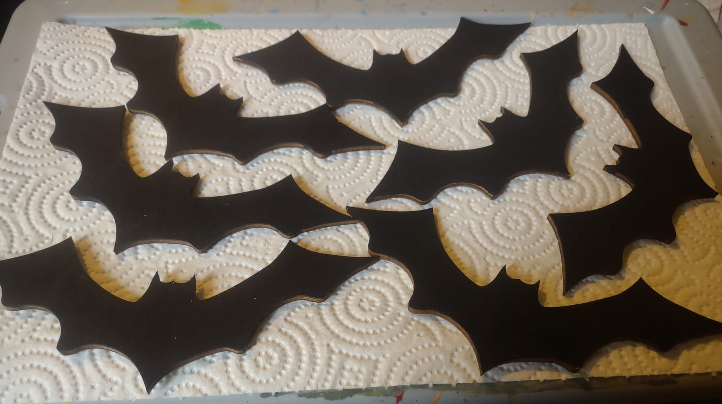 Customer photo review of Unfinished Wood Bat Halloween Silhouette - Craft- up to 24" DIY