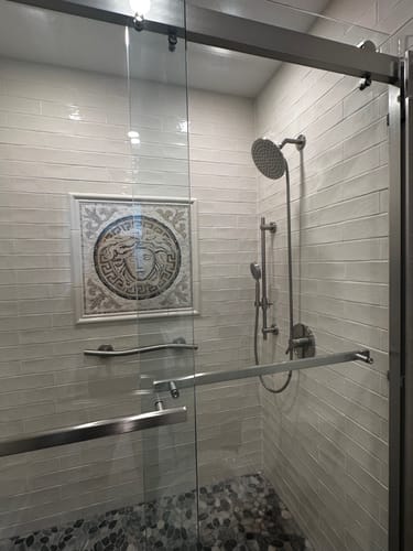Customer photo review of 1-Handle Valve and Trim Shower System with Dual Shower Head and Slide Bar