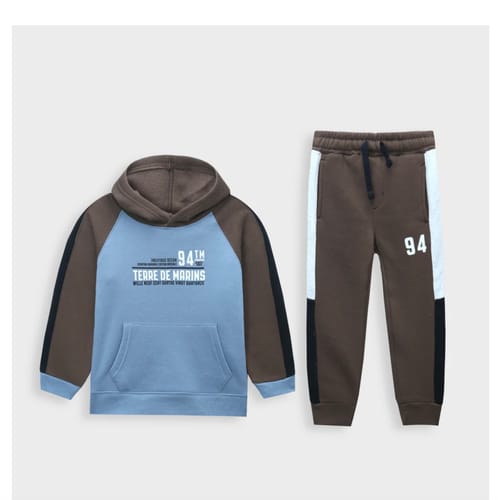 Customer photo review of Premium Quality Soft Cotton Graphic Fleece Raglan Sleeve Suit For Kids