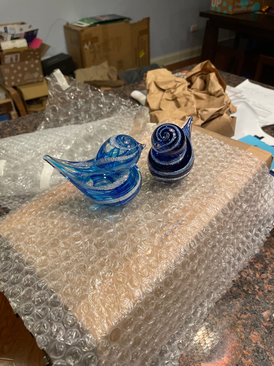 Customer photo review of Colorful Glass Birds with Cremation Ash