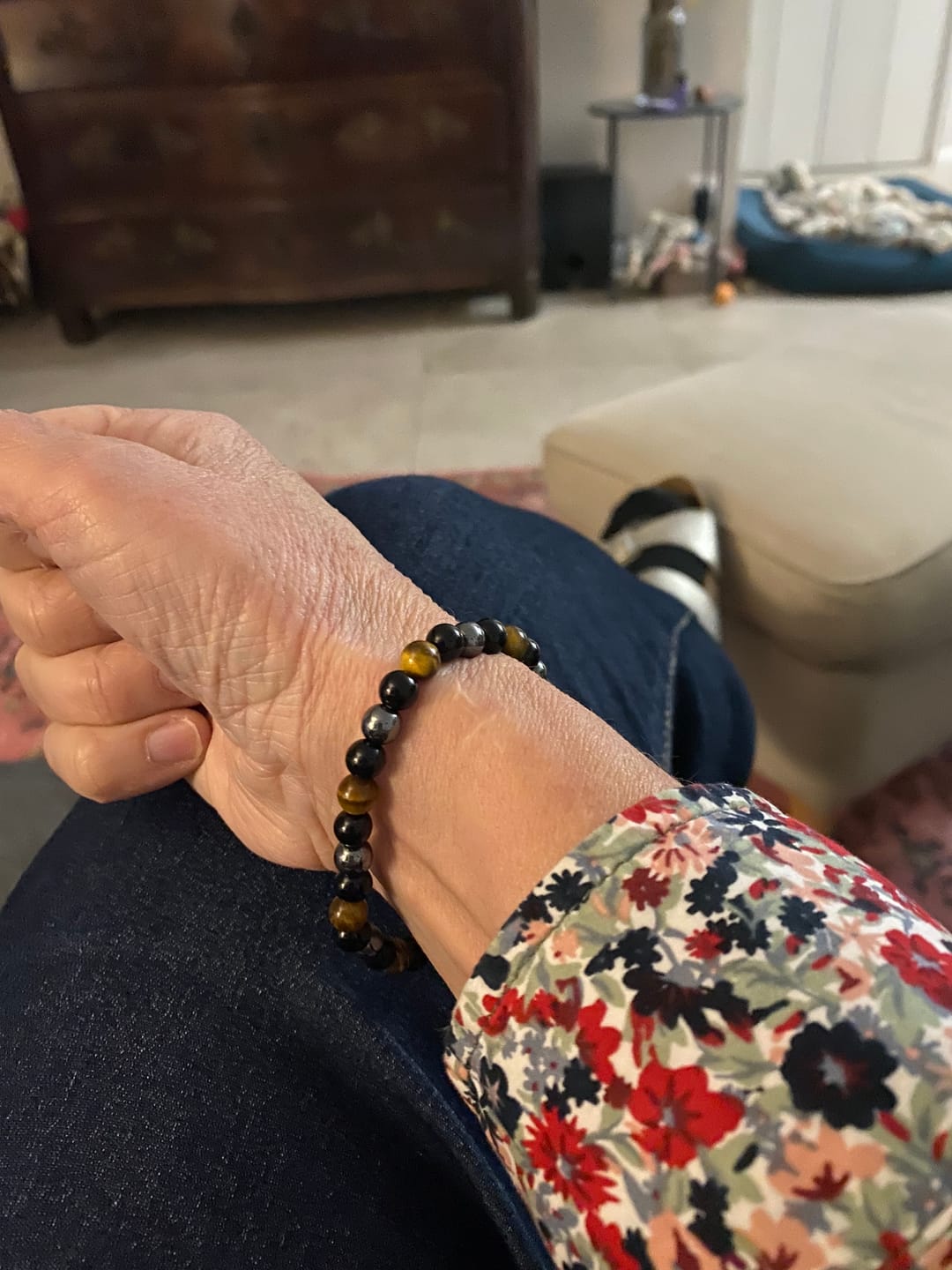 Customer photo review of Bracelet "Triple Protection" en Hématite, Oeil de Tigre et Obsidienne