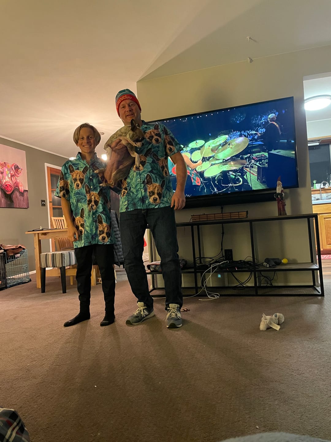 Customer photo review of Custom Hawaiian Shirt With Pet Face | Personalized Gift For Pet Lovers | Turquoise And Blue Tropical Leaves Pattern Aloha Shirt