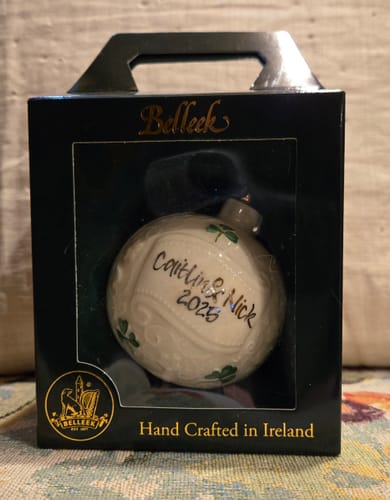 Customer photo review of Belleek Classic Personalised Christmas Bauble