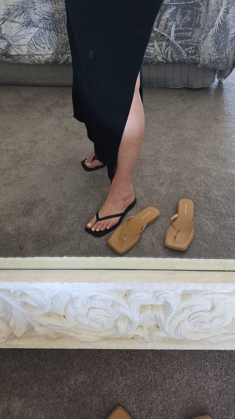 Customer photo review of Serenity Split-Toe Leather Sandal Nude