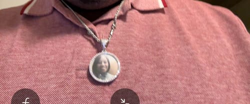 Customer photo review of Diamond Studded Angel Wing Photo Necklace