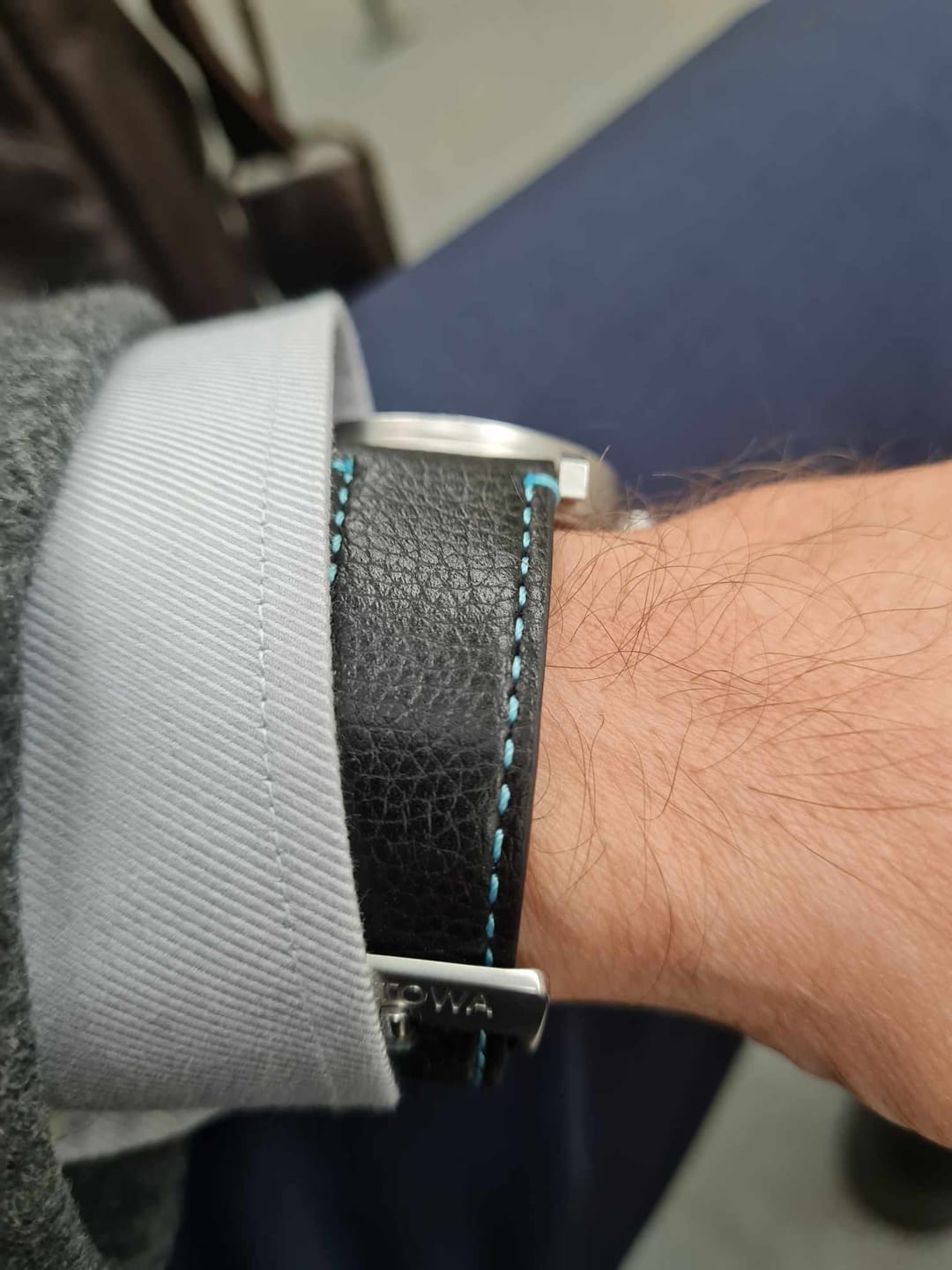 Customer photo review of Leather - Contrast Stitch Black with Light Blue