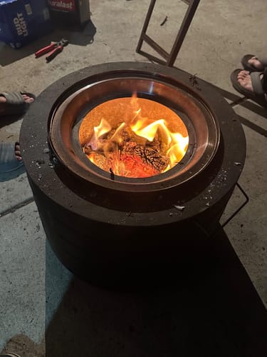 Customer photo review of Homrest Smokeless 19.5 in Patio Fire Pit with Removable Ash Pan, Black